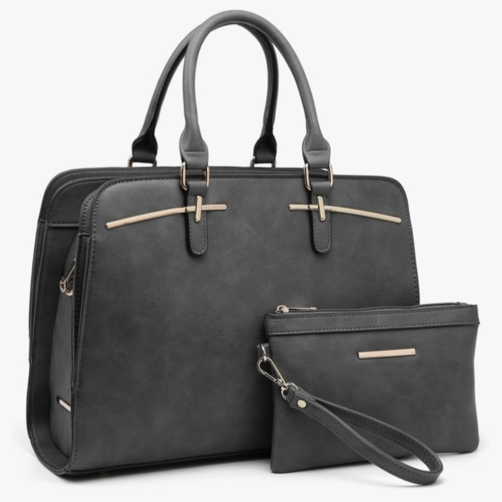 Elegant Black Satchel with Gold Hardware